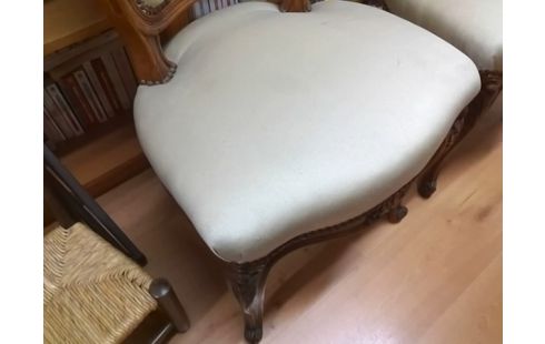 CHAISE STYLE LOUIS XV VELOURS BEIGE