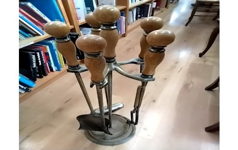 SERVITEUR DE CHEMINEE LAITON BOIS