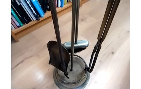 SERVITEUR DE CHEMINEE LAITON BOIS