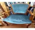 FAUTEUIL STYLE LXV VELOURS BLEU BOIS