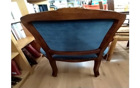 FAUTEUIL STYLE LXV VELOURS BLEU BOIS