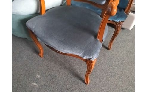 FAUTEUIL STYLE LXV VELOURS BLEU