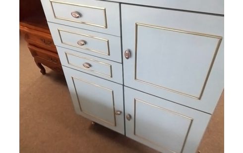 MEUBLE DE RANGEMENT BLEU 3T 4P (MANQUE 1 POIGNEE)