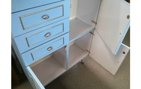 MEUBLE DE RANGEMENT BLEU 3T 4P (MANQUE 1 POIGNEE)