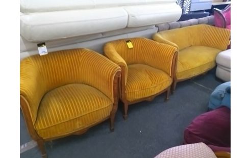 SALON CANAPE + 2 FAUTEUILS JAUNE