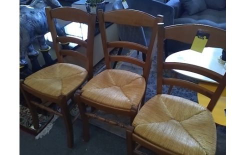 LOT DE 3 CHAISES PAILLEES