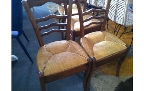 LOT DE 6 CHAISES PAILLEES EN L'ETAT