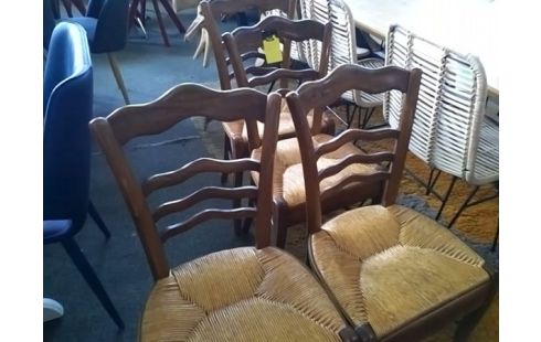 LOT DE 6 CHAISES PAILLEES EN L'ETAT