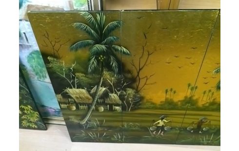 CADRE LAQUE DOREE RIZIERE