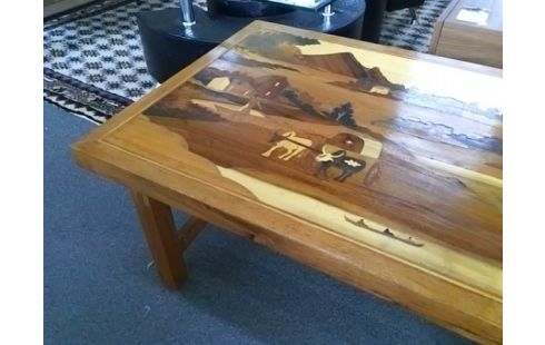 TABLE BASSE STYLE MARQUETTERIE MALGACHE