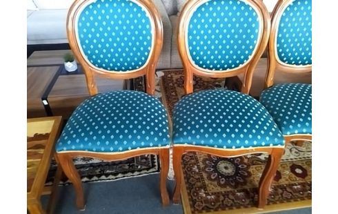 LOT DE 5 CHAISES BOIS ASSISES TISSU VERTE