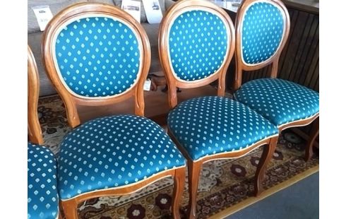 LOT DE 5 CHAISES BOIS ASSISES TISSU VERTE