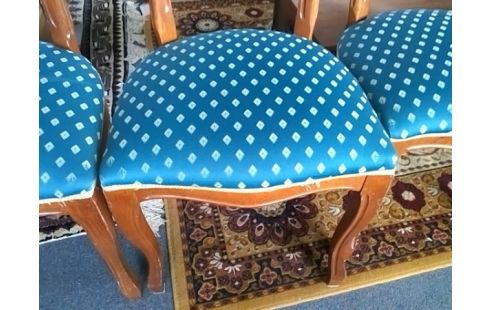 LOT DE 5 CHAISES BOIS ASSISES TISSU VERTE