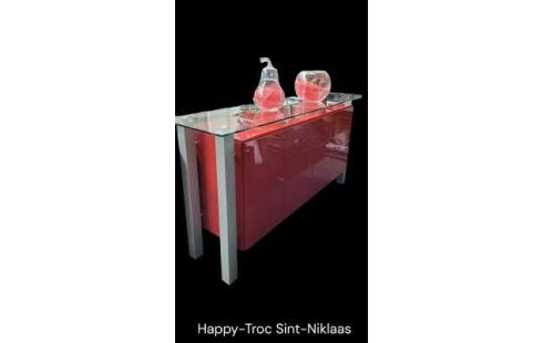 APARADOR BAJO ROJO LACADO METAL HIELO 4 PUERTAS 2 CAJONES