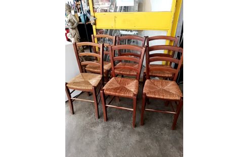6 CHAISES PAILLE BOISERIE