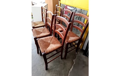 6 CHAISES PAILLE BOISERIE