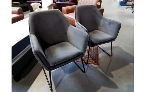 FAUTEUIL GRIS VELOUR LISSE