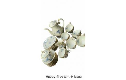 KAFFEESERVICE NATURFARBEN BLAU BLUME