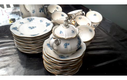 KAFFEESERVICE NATURFARBEN BLAU BLUME