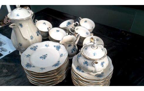 KAFFEESERVICE NATURFARBEN BLAU BLUME