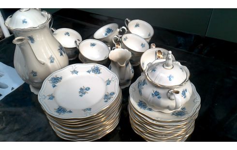 KAFFEESERVICE NATURFARBEN BLAU BLUME