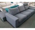 CANAPE 3P TISSU GRIS AVEC POUF