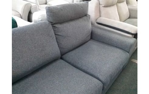 CANAPE 3P TISSU GRIS AVEC POUF