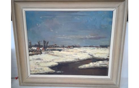 SCHILDERIJ WINTER BIJ EIKEVLIET/SIGNATUUR