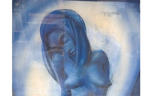 KADER PASTEL OP PAPIER/GRASTE WIM71