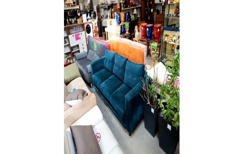 CANAPE CONVERTIBLE TISSUS VELOURS BLEU CANARD