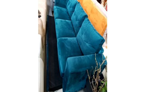 CANAPE CONVERTIBLE TISSUS VELOURS BLEU CANARD