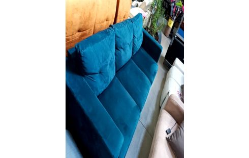 CANAPE CONVERTIBLE TISSUS VELOURS BLEU CANARD
