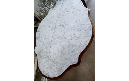 GUERIDON MARBRE NOYER QUADRIPODE