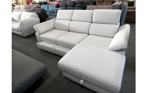 CANAPE D'ANGLE CONVERTIBLE+COFFRE TISSU GRIS POLTONESOFA