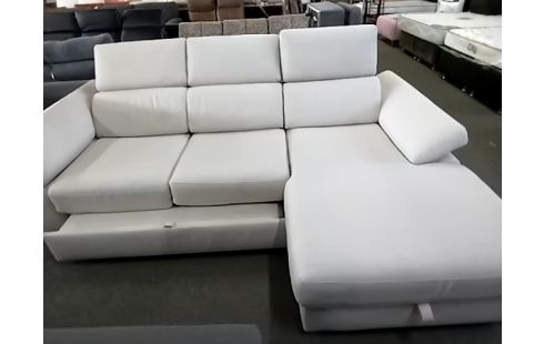 CANAPE D'ANGLE CONVERTIBLE+COFFRE TISSU GRIS POLTONESOFA