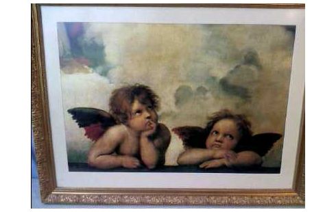 BILD IM RAHMEN GOLDFARBEN 2 ENGEL