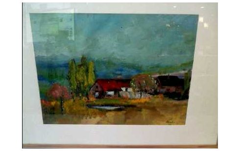 GEMÄLDE I.R. SIGNIERT HAUS AUF DEM LAND
