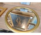 MIROIR DORE ROND ANCIEN VERRE BISEAUTÉ