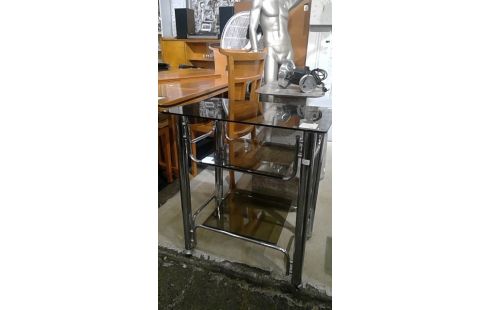 MEUBLE TELE CHROME ET VERRES