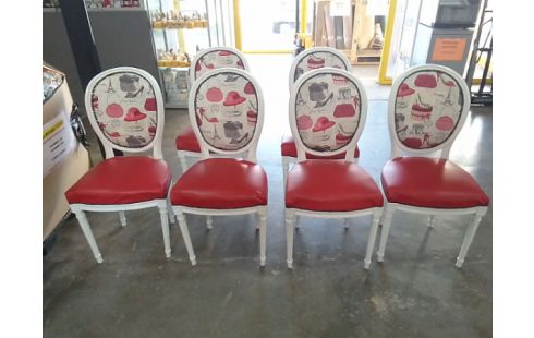 6 CHAISES RELOOKÉES TYPE MEDAILLON