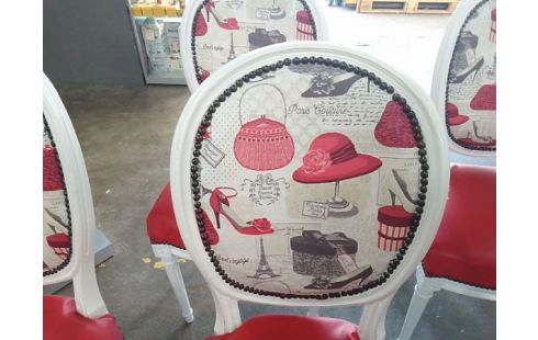 6 CHAISES RELOOKÉES TYPE MEDAILLON