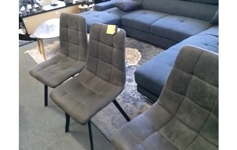 LOT DE 6 CHAISES TISSU GRIS