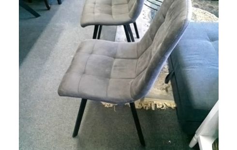 LOT DE 6 CHAISES TISSU GRIS