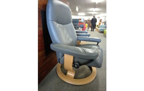 FAUTEUIL RELAX STRESSLESS CUIR GRIS