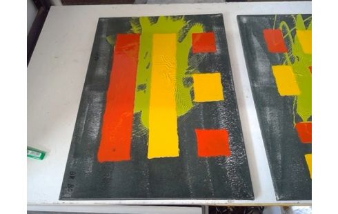 SCHILDERIJ ABSTRACT GESIGNEERD