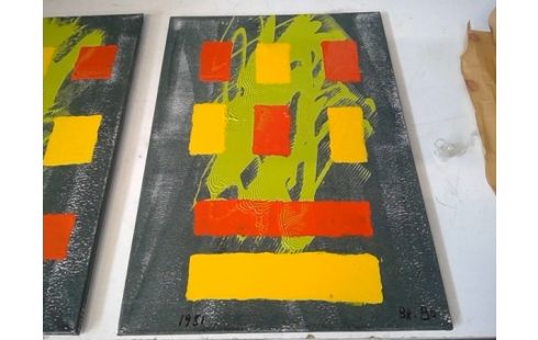 SCHILDERIJ ABSTRACT GESIGNEERD