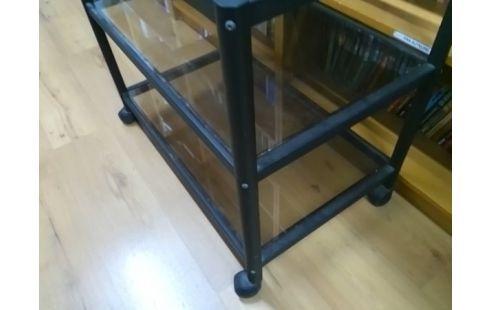 DESSERTE A ROULETTES NOIRE AVEC PLATEAU VERRE