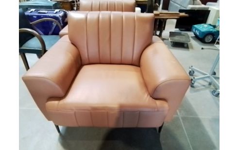 FAUTEUIL DESIGN CUIR MARRON