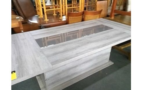 TABLE MODERNE GRISE 100X200 PIED CENTRALE