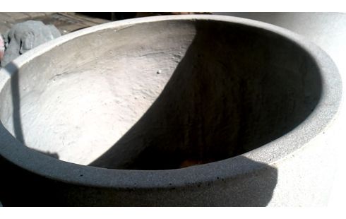 POT DE FLEURS GRIS ROND